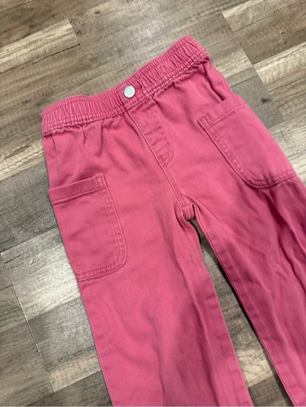 Kids Pink Pull-On wide leg cargo Pocket Pants